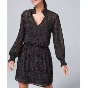 NWT White House Black Market Soft Blouson Black Dots Dress - Women's Size XXS